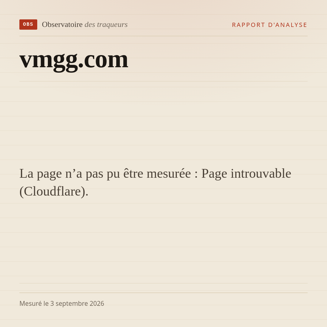 La page n’a pas pu être mesurée : Page introuvable (Cloudflare).