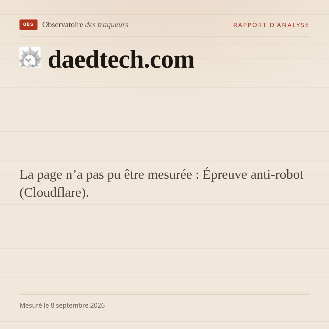 La page n’a pas pu être mesurée : Épreuve anti-robot (Cloudflare).