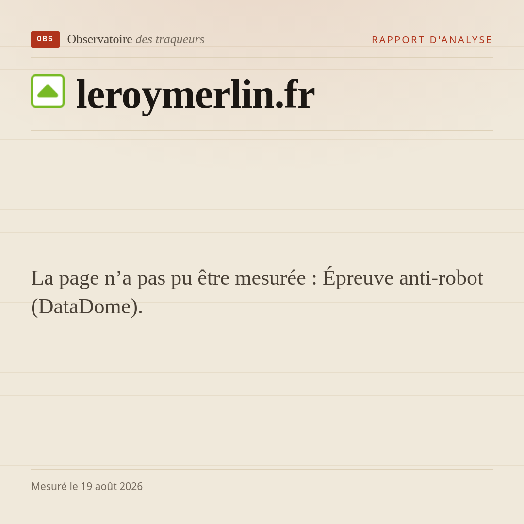 La page n’a pas pu être mesurée : Épreuve anti-robot (DataDome).
