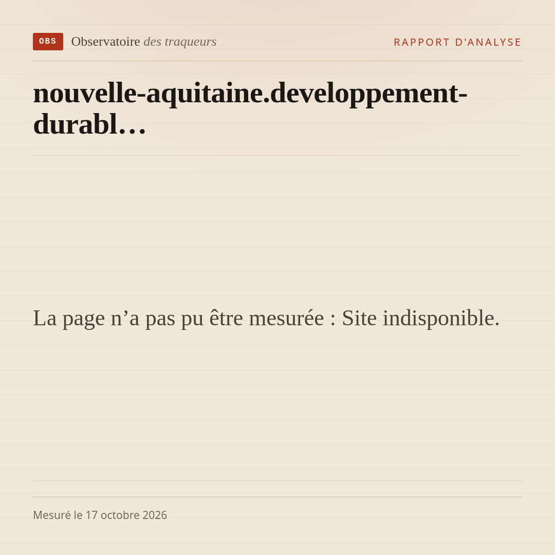 La page n’a pas pu être mesurée : Site indisponible.