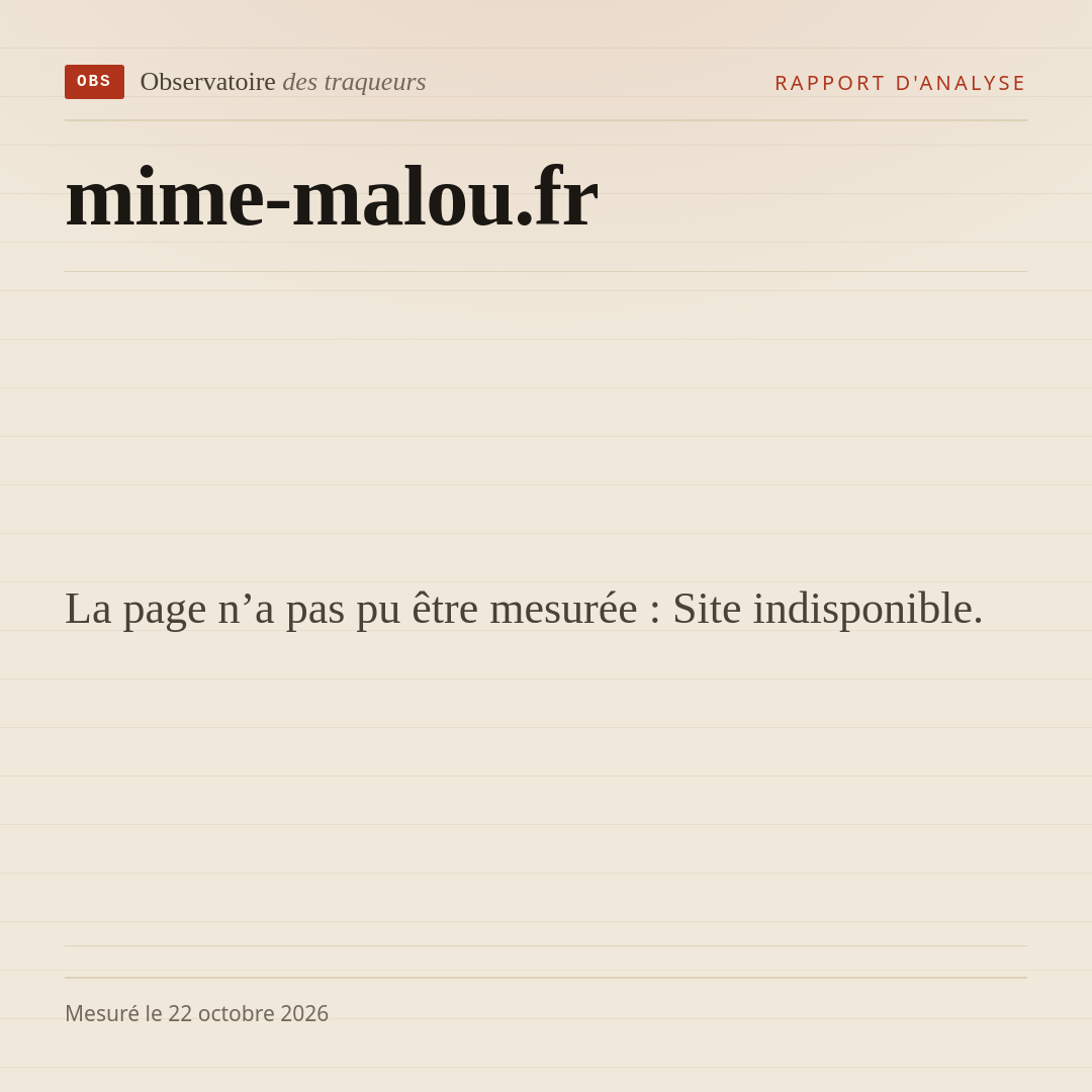 La page n’a pas pu être mesurée : Site indisponible.