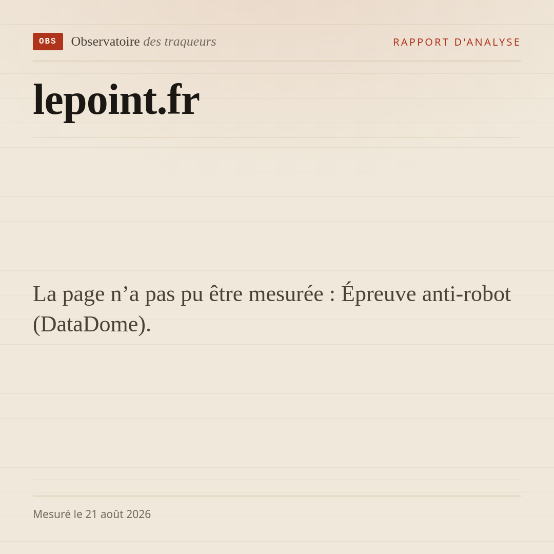 La page n’a pas pu être mesurée : Épreuve anti-robot (DataDome).