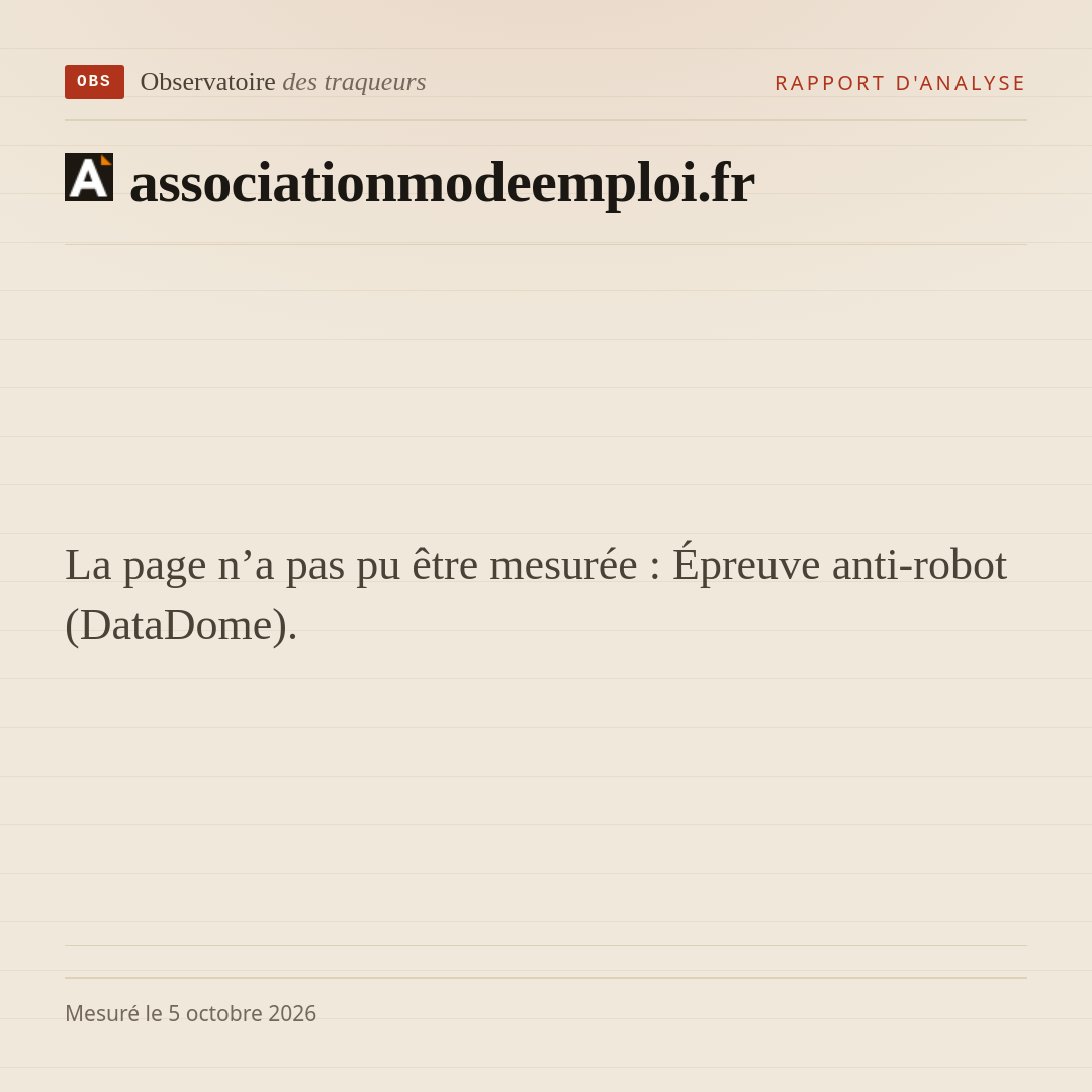 La page n’a pas pu être mesurée : Épreuve anti-robot (DataDome).