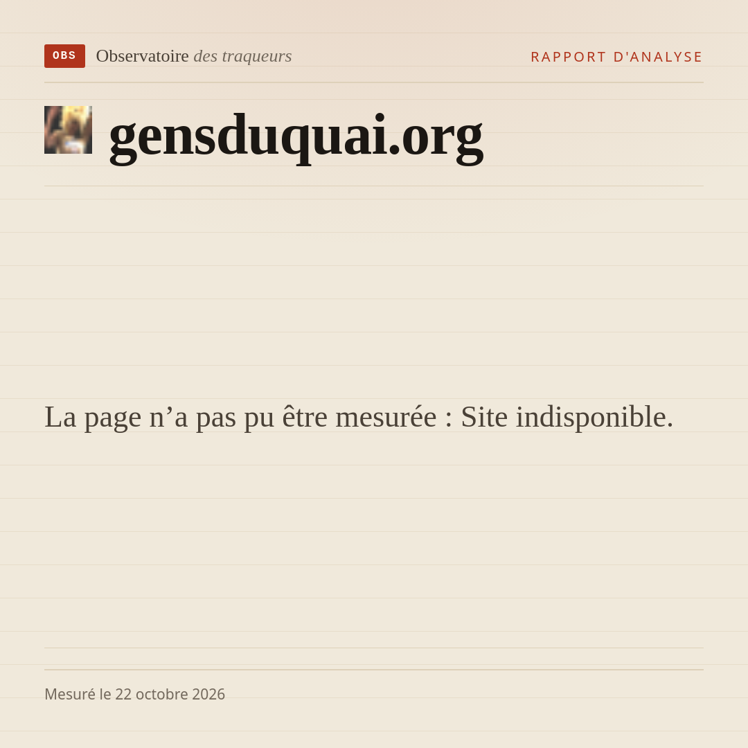 La page n’a pas pu être mesurée : Site indisponible.