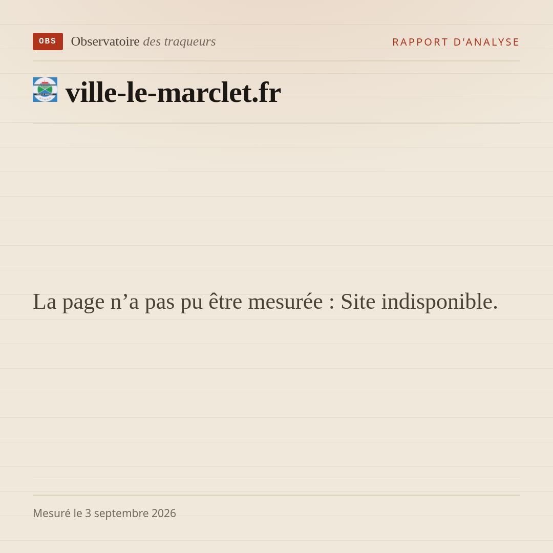 La page n’a pas pu être mesurée : Site indisponible.