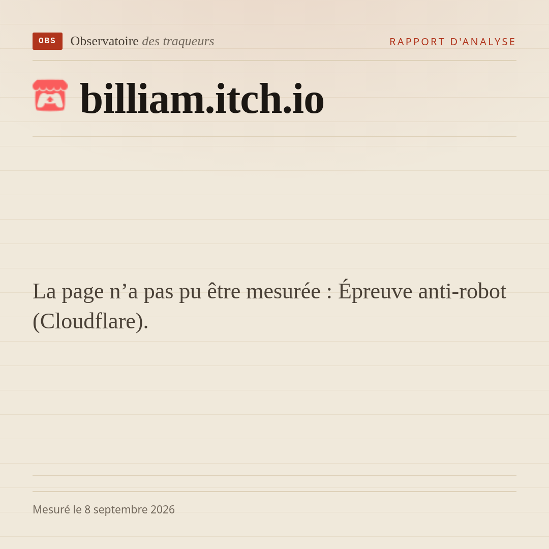 La page n’a pas pu être mesurée : Épreuve anti-robot (Cloudflare).