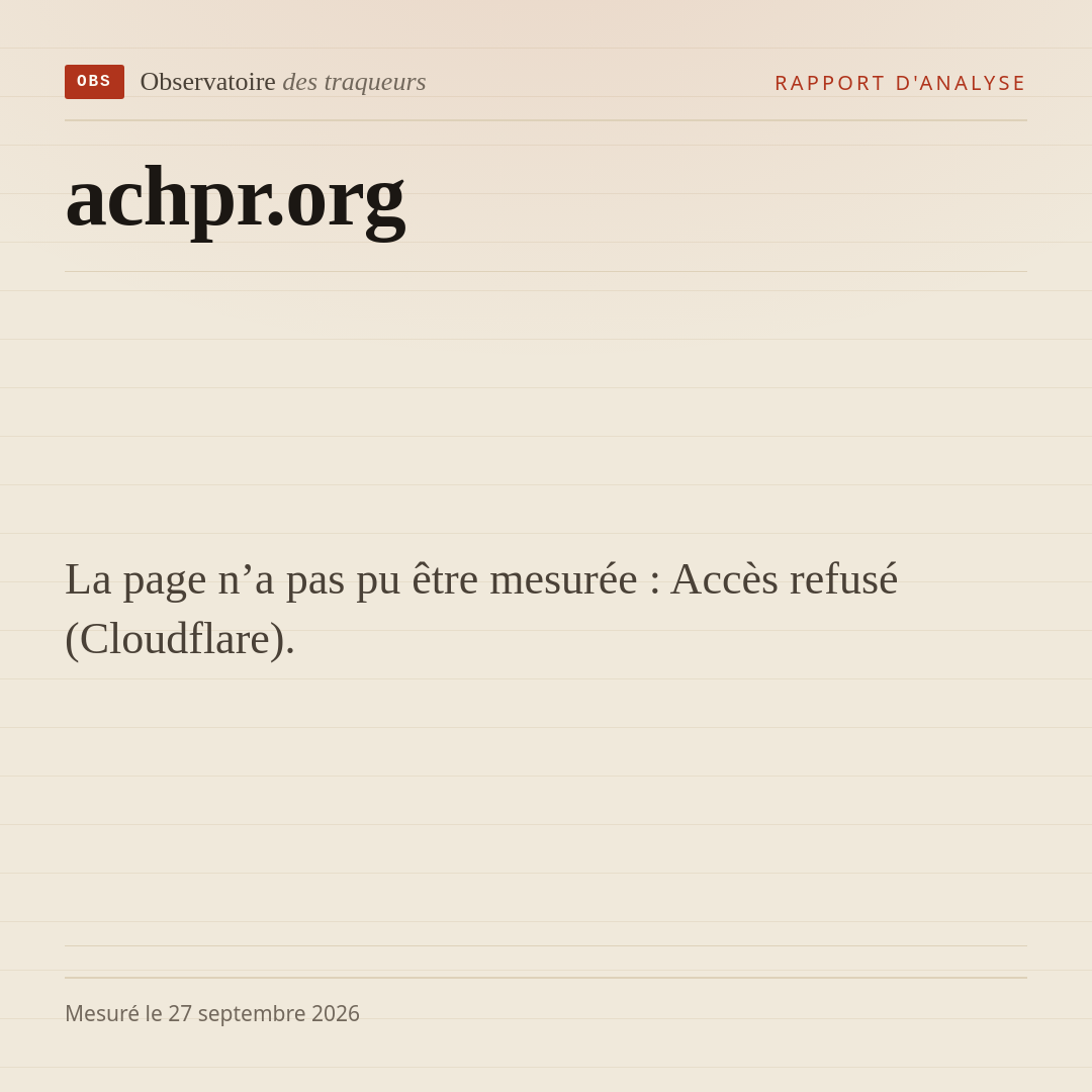 La page n’a pas pu être mesurée : Accès refusé (Cloudflare).